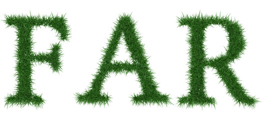 Far - 3D rendering fresh Grass letters isolated on whhite background.