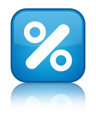 Discount icon special cyan blue square button