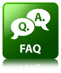 Faq (question answer bubble icon) green square button