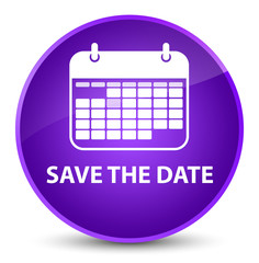 Save the date elegant purple round button