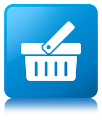 Shopping cart icon cyan blue square button