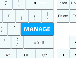 Manage cyan blue keyboard button