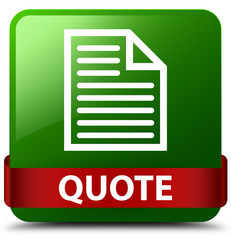 Quote (page icon) green square button red ribbon in middle