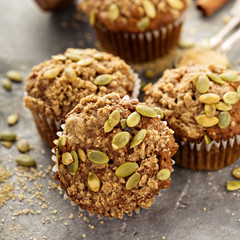 Healthy pumpkin muffins with seeds