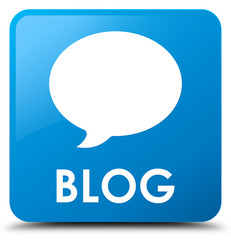 Blog (conversation icon) cyan blue square button