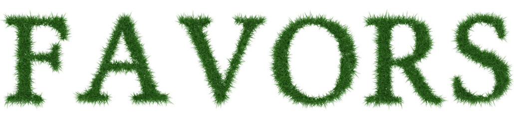 Favors - 3D rendering fresh Grass letters isolated on whhite background.