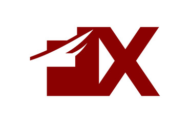 FX Red Negative Space square Swoosh Letter Logo 