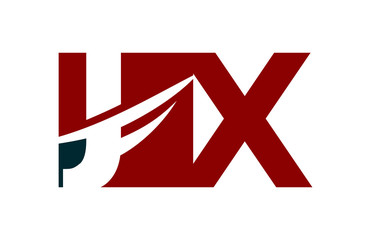 JX Red Negative Space square Swoosh Letter Logo 