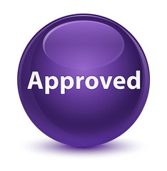 Approved glassy purple round button