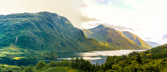 View of Glenfinnan in Highlands mountains in Scotland