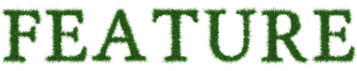 Feature - 3D rendering fresh Grass letters isolated on whhite background.