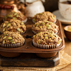 Healthy pumpkin muffins with seeds