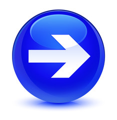 Next arrow icon glassy blue round button