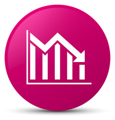 Statistics down icon pink round button