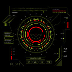 Set of futuristic user interface elements for dashboard or control panel. Raster version