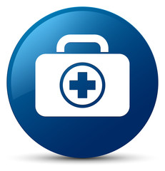 First aid kit icon blue round button