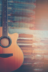 Fototapeta premium acoustic guitar on old steel background