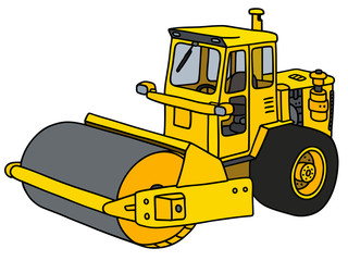 Yellow road roller