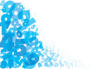 Fototapeta premium Abstract numbers white-blue background, on white background with copy space for add text message. illustration Vector