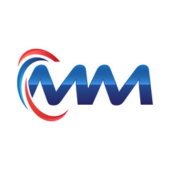 initial letter logo swoosh red blue