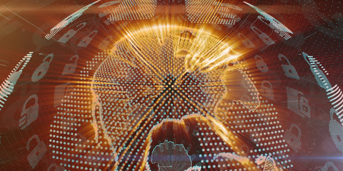 Cyberspace online internet security data transfer protection graphic