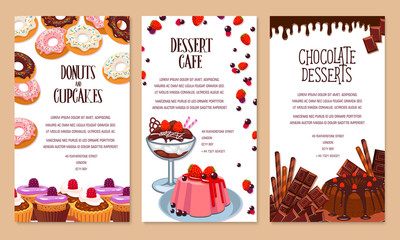 Vector poster template for bakery shop desserts