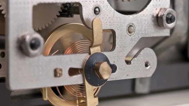 Work of clock mechanisms shot close-up