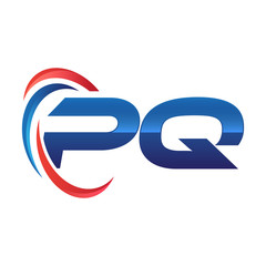 initial letter logo swoosh red blue