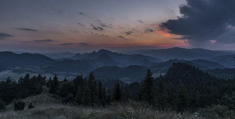 National park Pieniny with color sunset © luzkovyvagon.cz