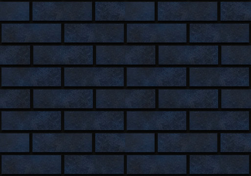 3d redndering. seamless luxury dark blue bricks wall background