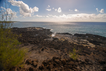 Fototapeta na wymiar Spouting Horn in Kauai Hawaii