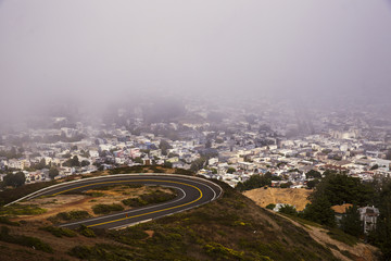 Foggy view of San Francisco from Twin Peaks