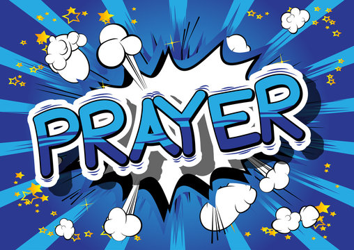 Prayer - Comic book word on abstract background.