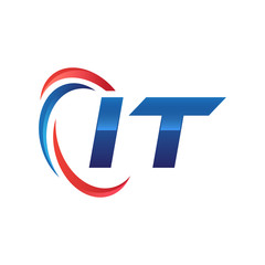 initial letter logo swoosh red blue