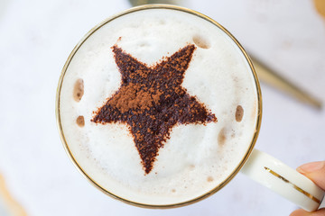 hot art chocolate  on wooden table, vintage and retro style