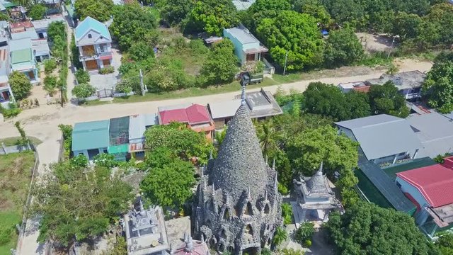 Drone Removes from Ancient Buddhist Temple among City