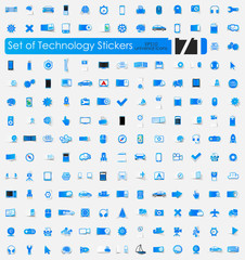Set of technology stickers