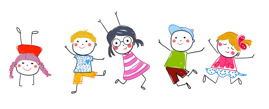 Group of jumping children