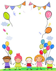 Group of children and balloon