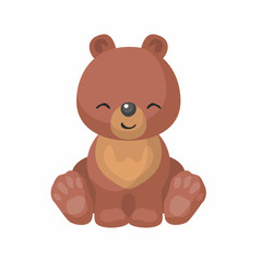 The image of cute little bear in cartoon style. Vector children’s illustration. 