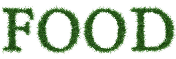 Food - 3D rendering fresh Grass letters isolated on whhite background.