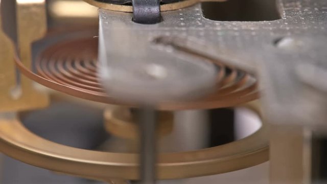 Work of clock mechanisms shot close-up