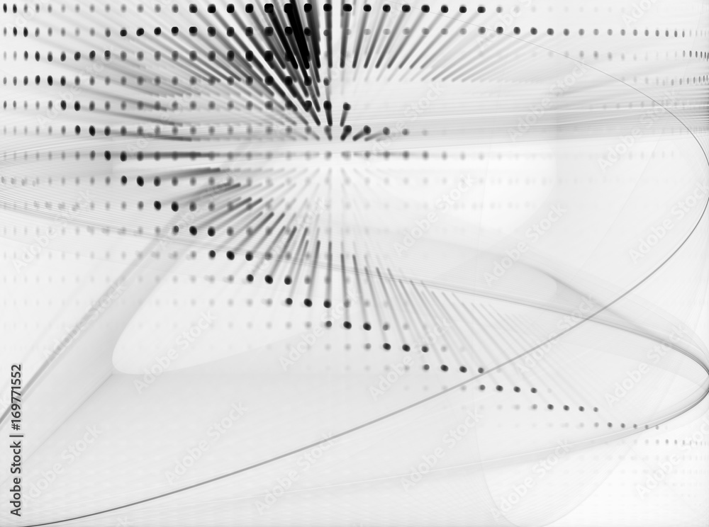 Fototapete Abstract background element. Fractal graphics series. Curves, blurs and twisted grids composition. Black and white.
