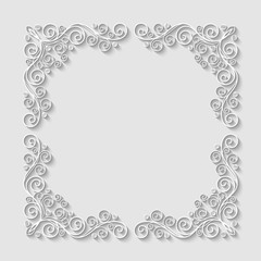 Abstract decorative 3d floral frame. Vector Illustration
