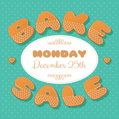 Bake sale poster template. Gingerbread letters. Vector Illustration
