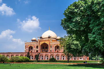 Humayun's Tomb, Delhi with isolated blue sky