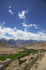 Leh Ladakh India, Village and mountain view 