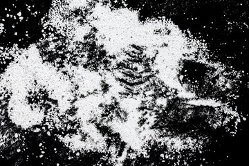 white powder on a black background