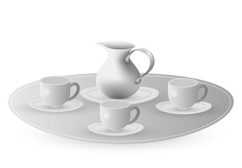 A pitcher and a cup. Vector.
