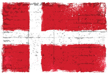 Grunge elements with flag of Denmark. 